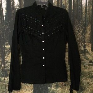 Black Vintage Sequins Top